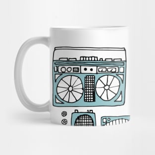 Boomboxes (Black and Mint Green Ink) Mug